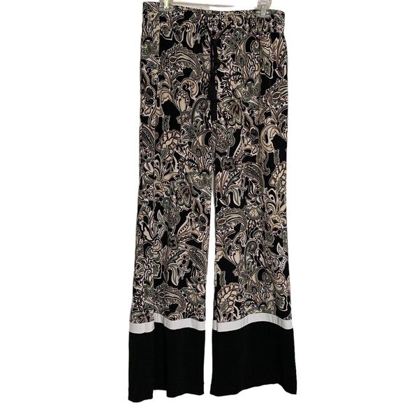 New York & Co Pants Womens Large Palazzo Wide Leg Lounge Pants Paisley Wide Hem - Picture 5 of 12